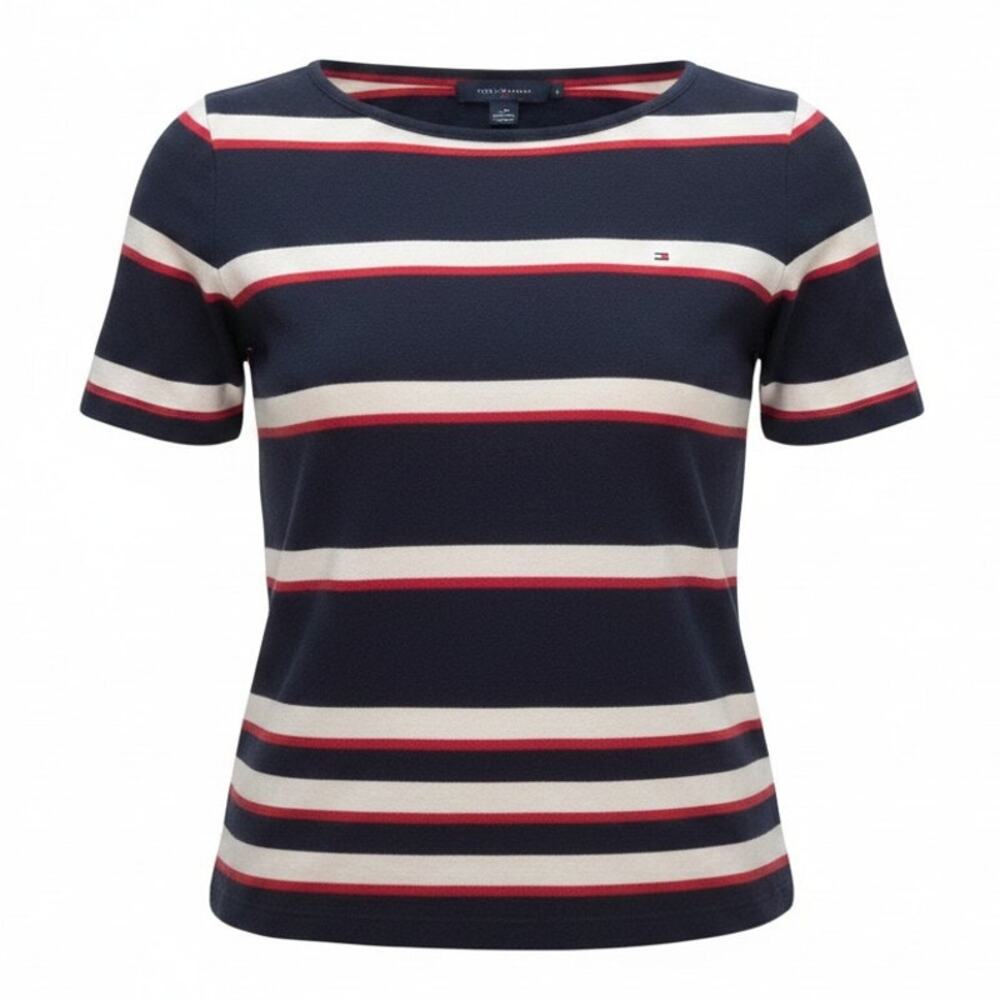 Tommy Hilfiger 100% Cotton Womens Blue Short Sleeve Crew Neck T-shirt Size XL